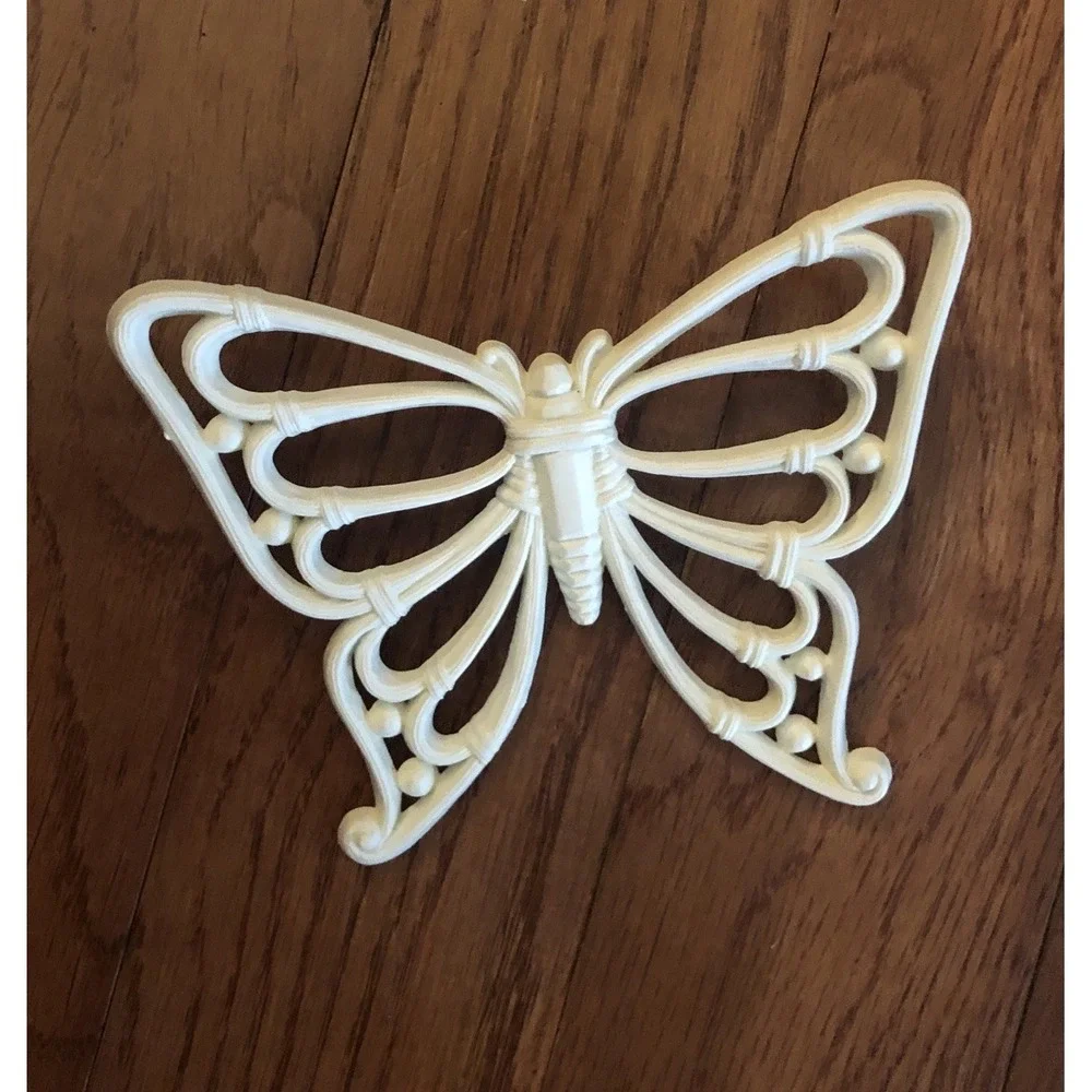 Vintage White Syroco Homco 70's Butterflies Wall Decor MCM Made In USA Set Of 3